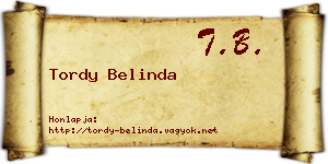 Tordy Belinda névjegykártya